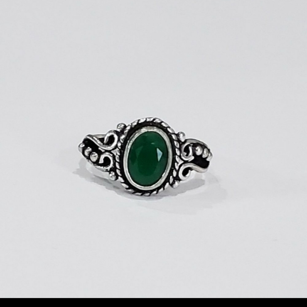 Emerald Ring, 925 Silver Emerald Gemstone Vintage… - image 3